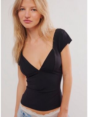 Free People Black Duo Corset Cami - Size XS